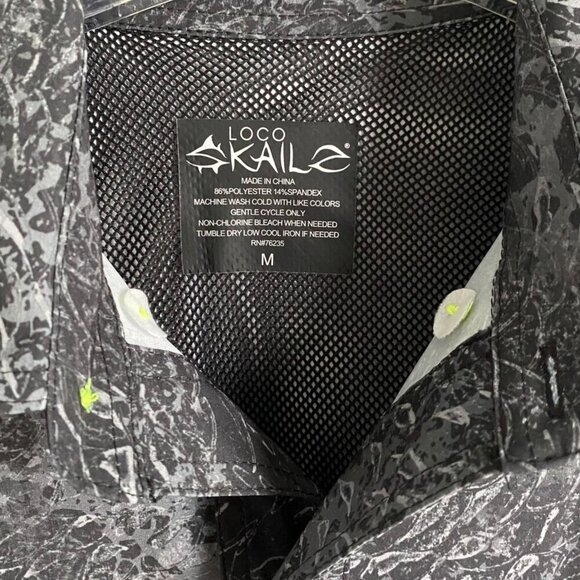 Loco Skailz Black Gray Print Short Sleeve Button Down Shirt Men's Medium NEW - Picture 8 of 8